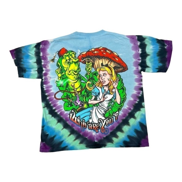 Liquid Blue Alice in Wonderland Crop Tie Dye Short Sleeved GraphicT-Shirt Small - Picture 6 of 12